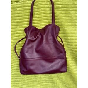 iii New York Maroon Red Tote Bag Leather Multi Pockets Lightweight Boho Hobo